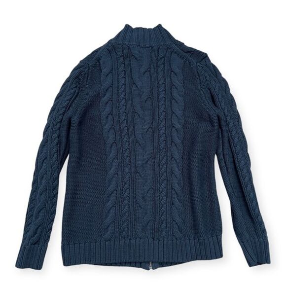 L.L. Bean Full Zip Cable Knit Sweater Chunky Cardigan Jacket 100% Cotton Sz XL - Picture 5 of 12
